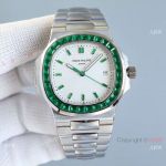 Swiss Clone Patek Philippe Nautilus Green Sapphire Diamond Watch 40mm